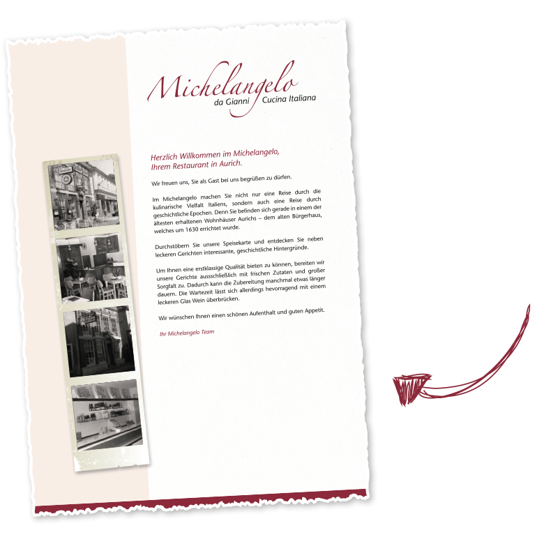 Michelangelo Speisekarte